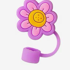 Purple & Pink Happy Face Flower Straw Cover Cap for Stanley Cup